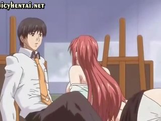 Anime punapää kanssa massiivinen rinnat